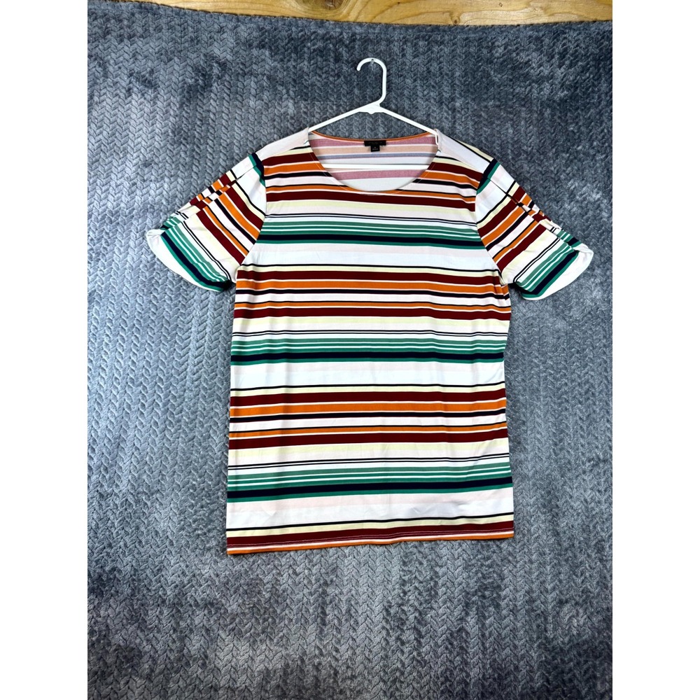 Ann Taylor Factory T Shirt Womens XL Multicolor Striped Short Sleeve Pullover